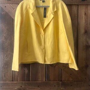 Ellen Tracy | 100% Linen Jacket Marigold Side Pockets - Sz 18 NWT